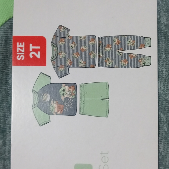 Star Wars The Mandalorian 4-Piece Kids Cotton PJ Set. Green Gray SZ 4 BG220 - Picture 2 of 8